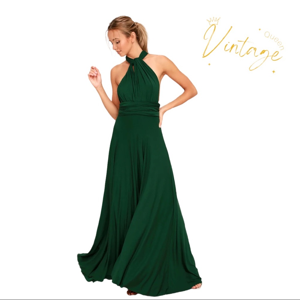 Lulus Convertible Dress Hunter Green Size Large
